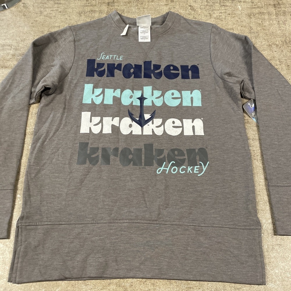 NHL Women's Tunic Small Sweatshirt With Side Slits, Seattle Kraken,‎ Grey